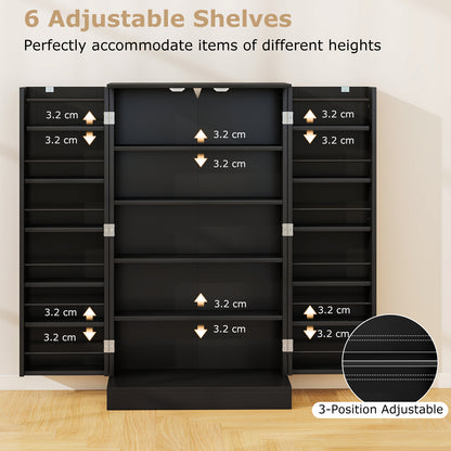104cm Tall Kitchen Pantry Storage Cabinet with Doors and Adjustable Shelves-Black