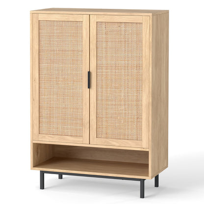 108CM Tall Shoe Cabinet 6-Tier with 2 Doors and Adjustable Shelves-Natural