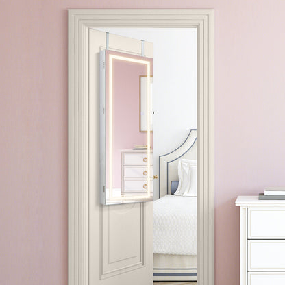 108cm Lockable Jewelry Mirror Cabinet with 3-Color LED Lights-White