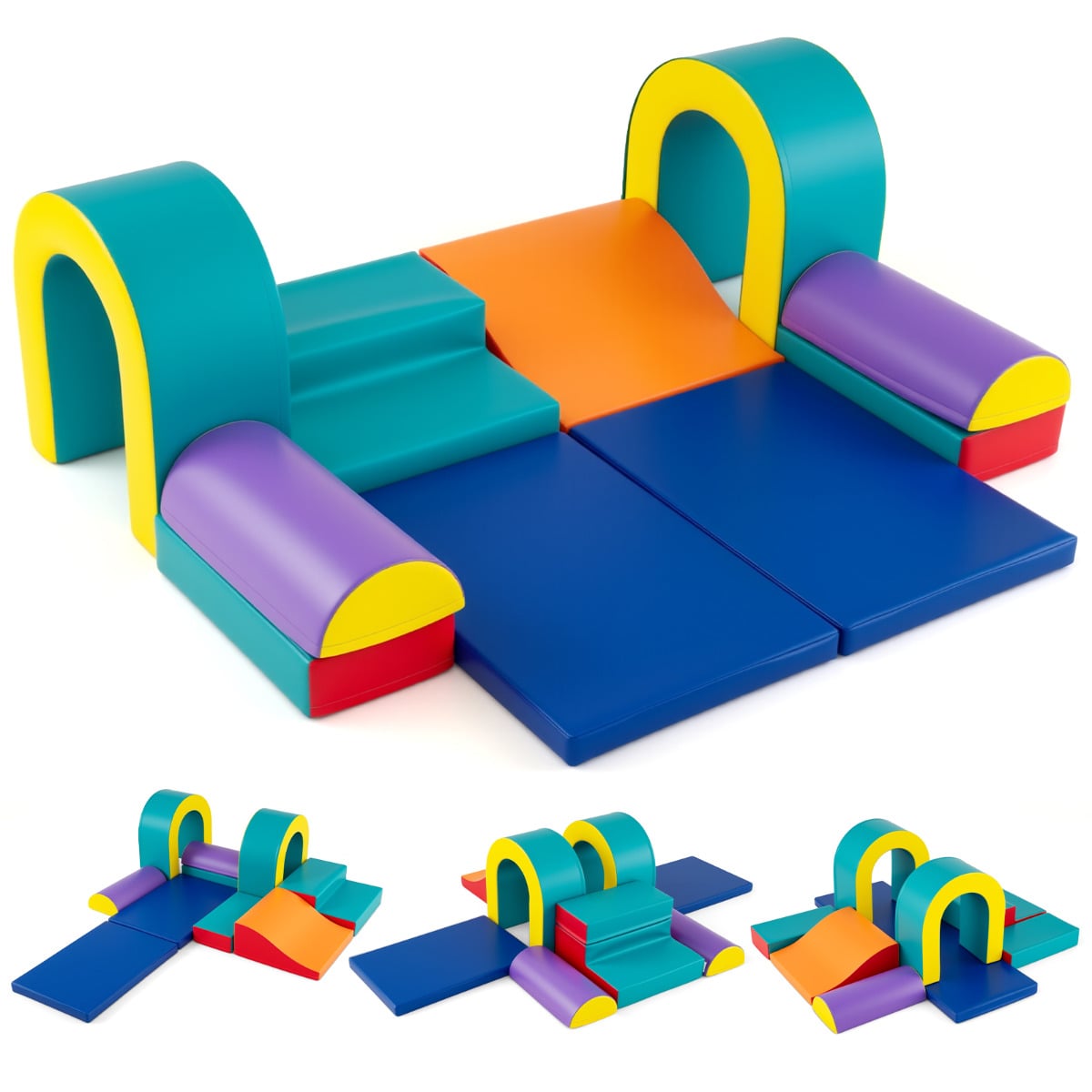 10-Piece Foam Climbing Blocks for Crawling Climbing and Sliding-Green