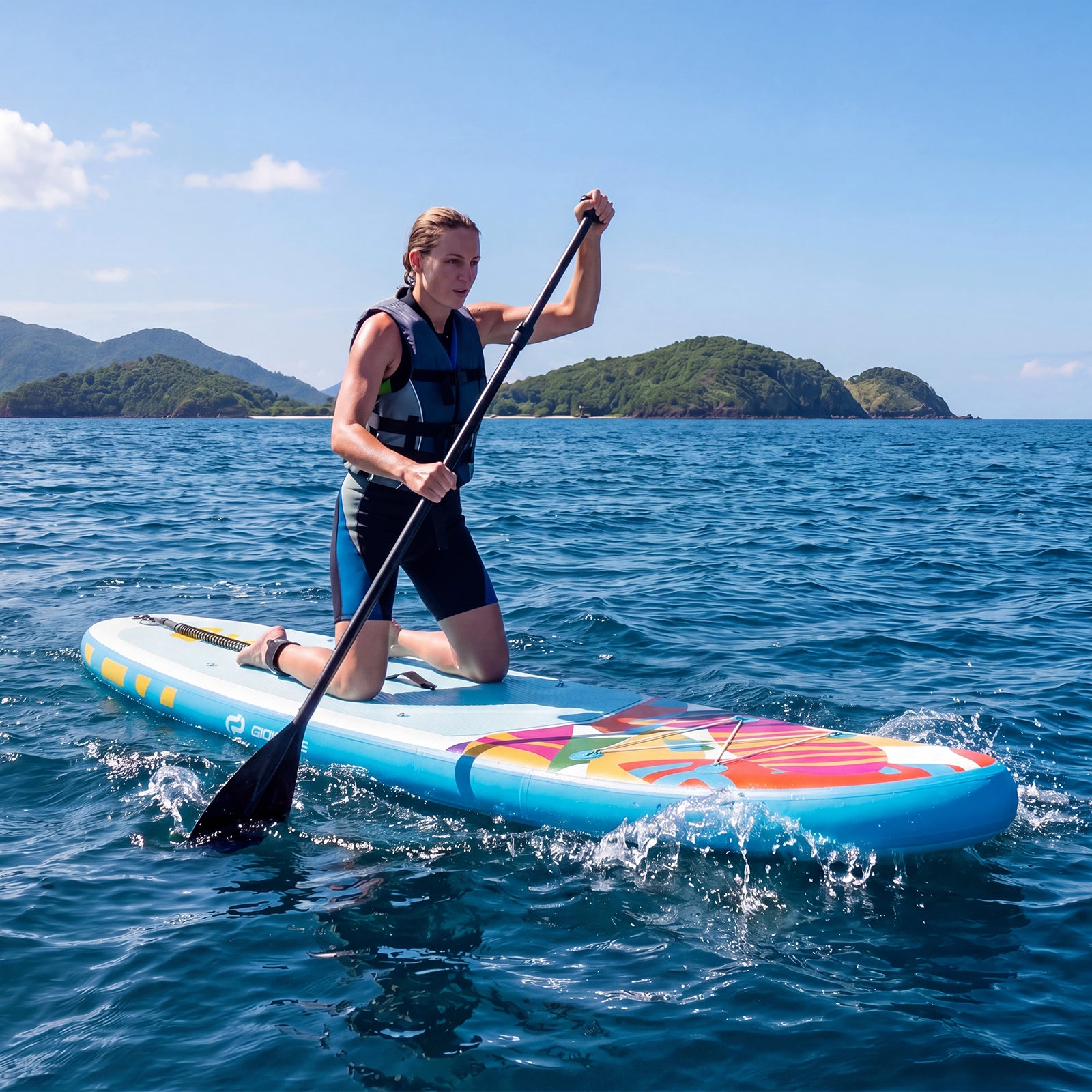 11' Wide Inflatable Stand Up Paddle Board-Multicolor