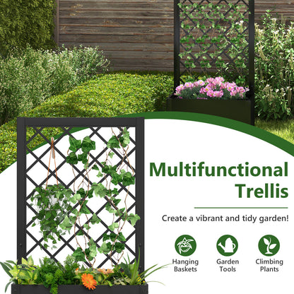 112CM Metal Planter Box with Trellis for Climbing Plants-Black