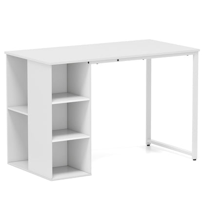 115 CM Computer Desk with 5 Storage Compartments-White