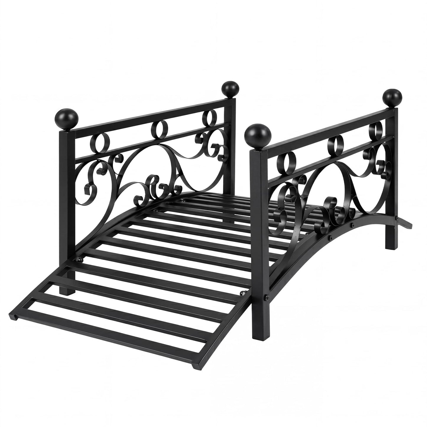 118 cm/101.5 cm Garden Metal Bridge with Dual Patterned Side Rails-S