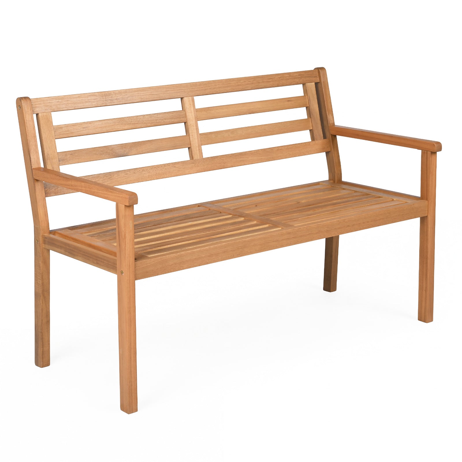 119 cm 2-Person Outdoor Loveseat Bench with Armrests and Backrest for Backyard