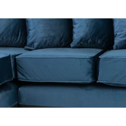 Dylan Velvet Corner Sofa - Dual Toned-Dark Blue