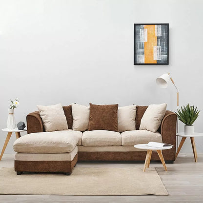 Aruba Black and Grey Chenille Fabric Corner Sofa