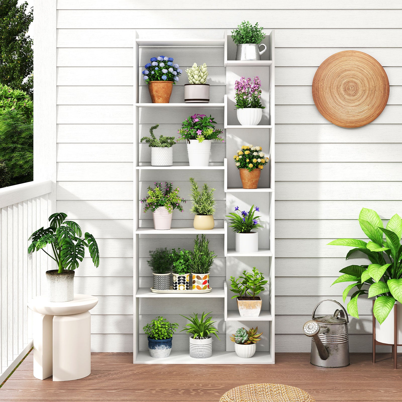 11-Shelf Wooden Bookshelf with 2 Anti-Tipping Kits-White