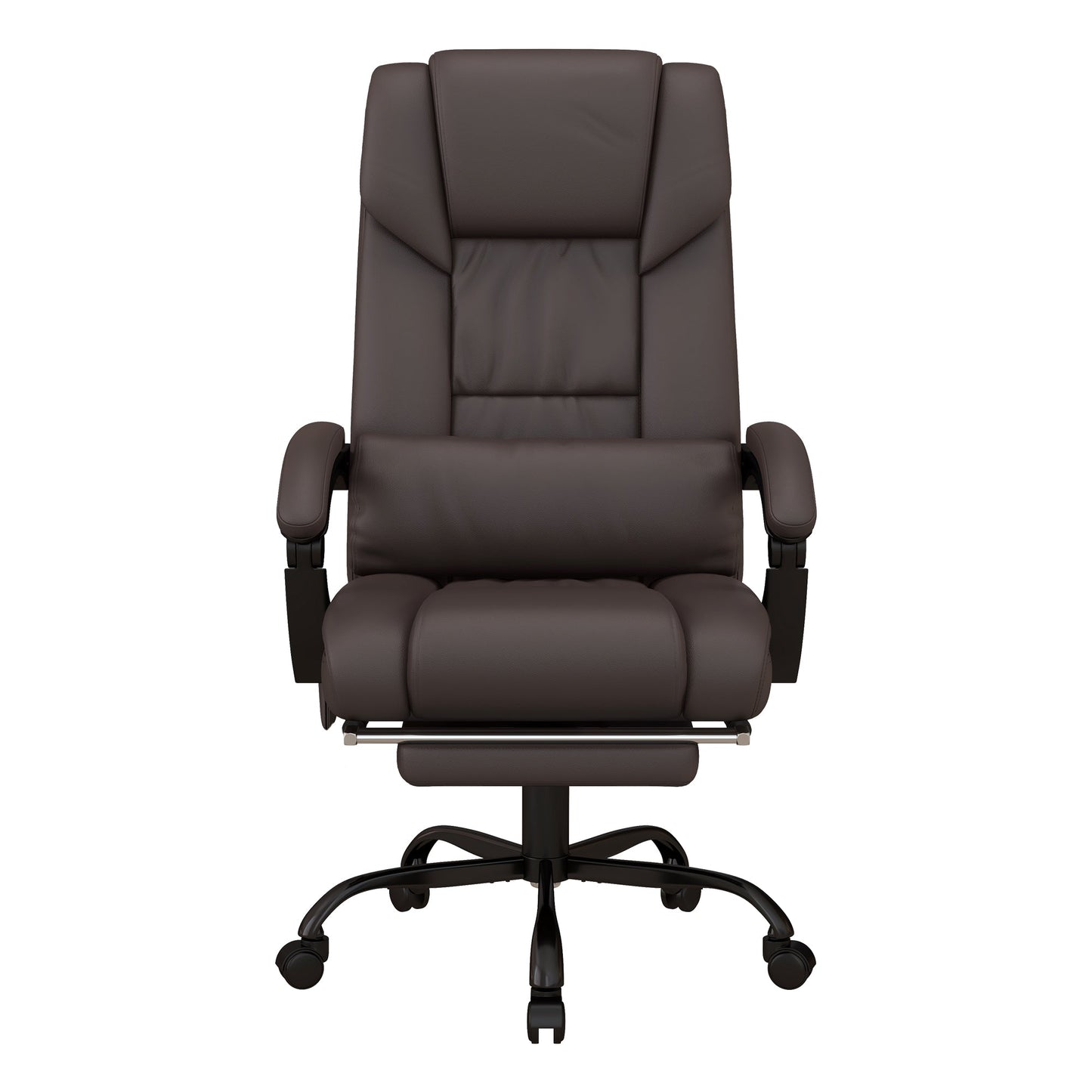 Vinsetto 6-Point Massage Office Chair, PU Leather Desk Chair with Adjustable Height and Footrest for Home Office, Brown
