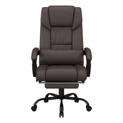 Vinsetto 6-Point Massage Office Chair, PU Leather Desk Chair with Adjustable Height and Footrest for Home Office, Brown