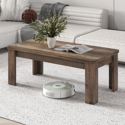 120 cm Farmhouse Coffee Table with Spacious Tabletop-Brown
