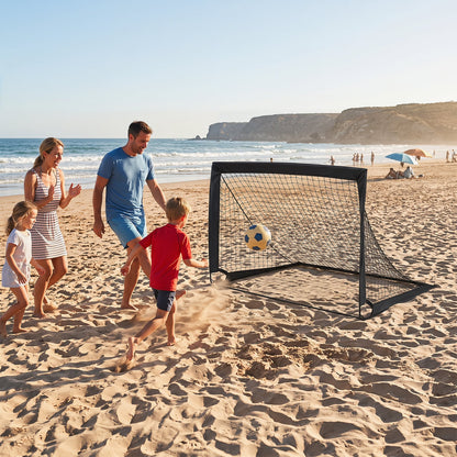 120 x 92 cm Set of 2 Pop Up Football Nets with Carry Bag and 8 Ground Stakes