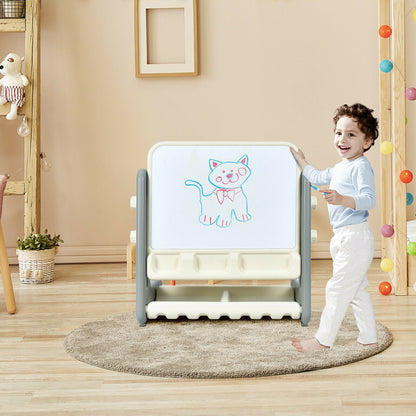 Children's Art Easel / Table and Chair Set with Ample Storage Space-Grey
