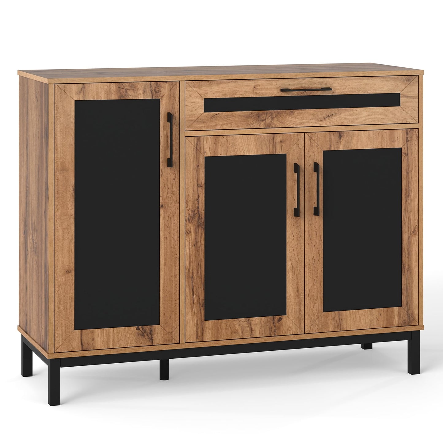 120cm Sideboard Buffet Cabinet with Drawer and 3 Doors for Kitchen-Natural
