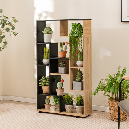 120cm Tall Bookshelf with Anti-tipping Kits for Home Office-Black &amp; Brown