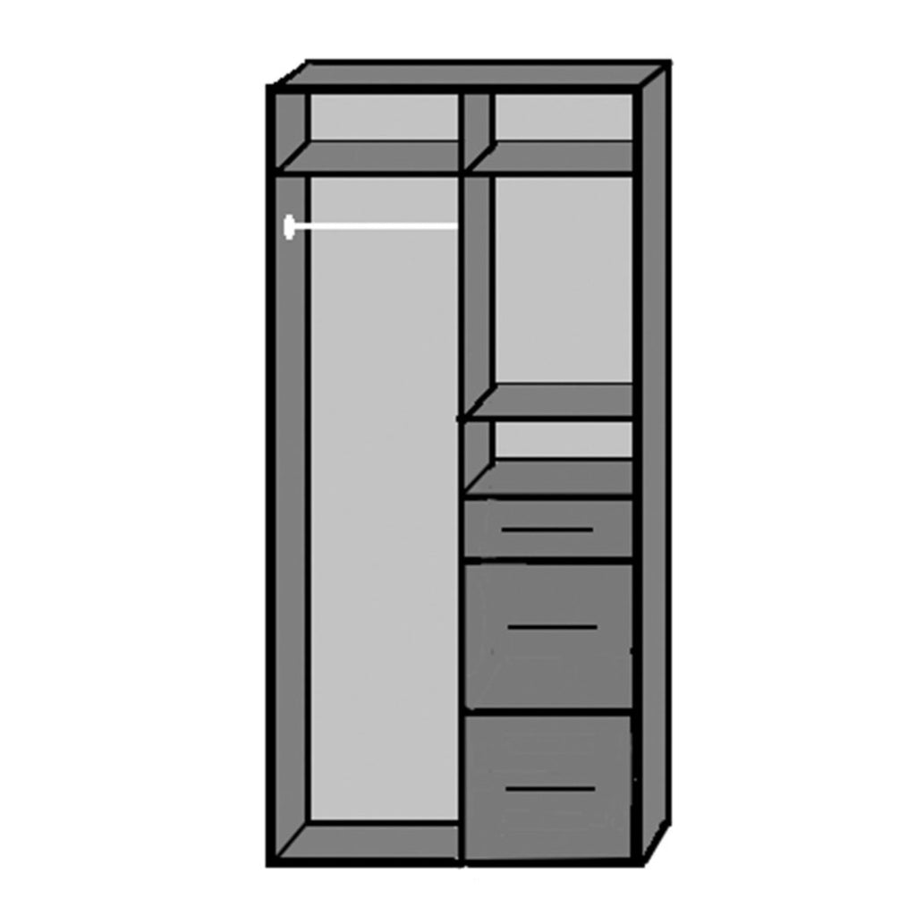 Wardrobe COMODO 2 Door Wardrobe White and Grey 90cm