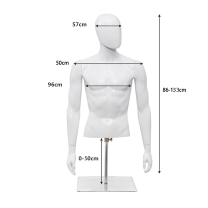 133 cm Male Mannequin Half Body Manikin with Metal Base