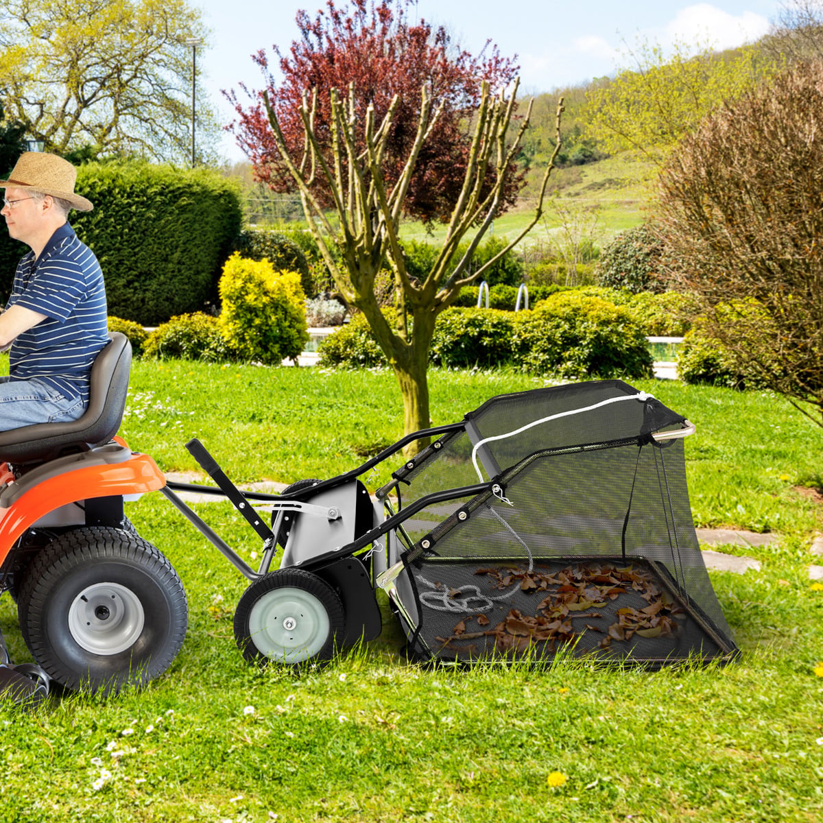 126 cm Tow-Behind Lawn Sweeper with Large-Capacity Hopper Bag-Black