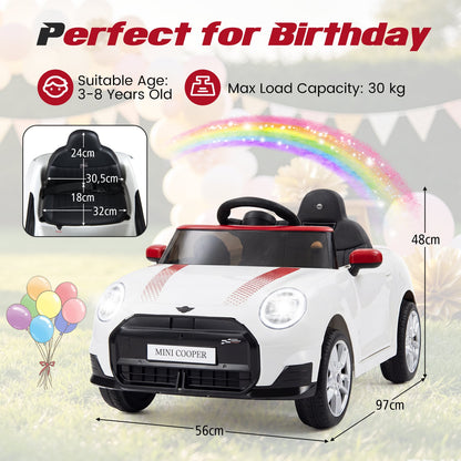 12V Electric Kids Ride on Car BMW MINI Licensed with Remote Control-White