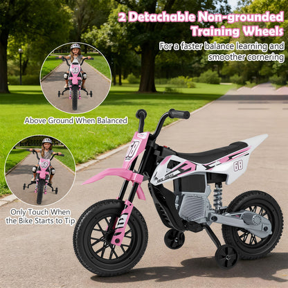 12V Kids Dirt Bike with Twist Throttle Grip Electric Motorcycle with Music-Pink