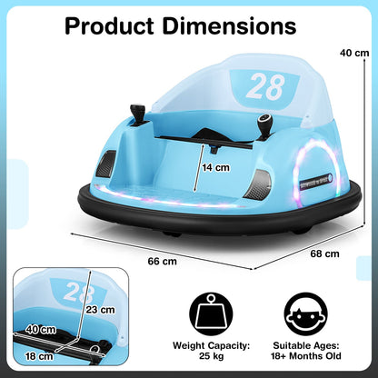 12V Kids Ride on Bumper Car with Flashing Lights and Remote Control-Blue