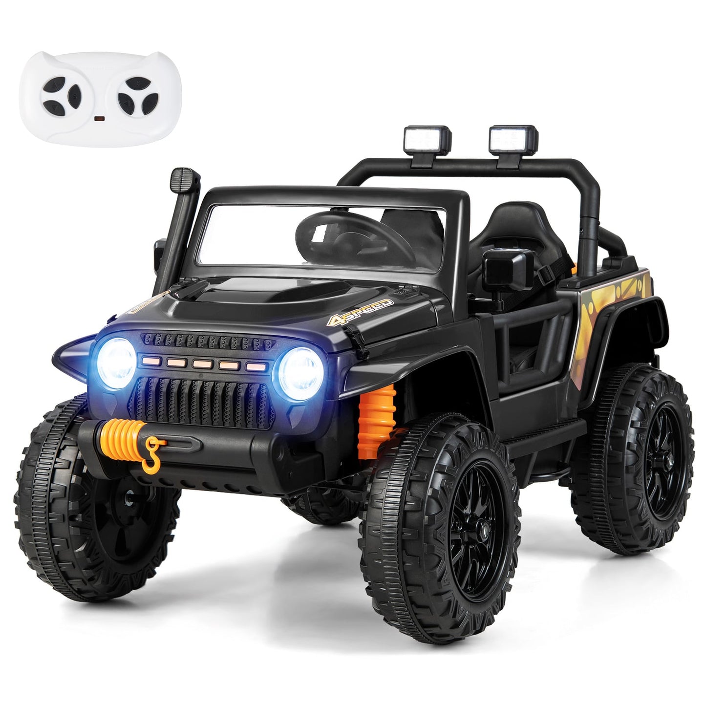 12V Battery Powered Electric Parent-Child Ride on Car-Black