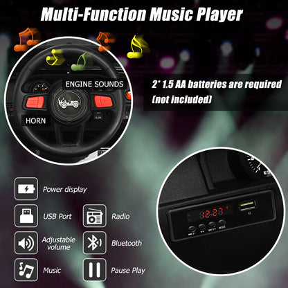 12V Kids Ride on Truck with 2.4G Parental Remote Control and Music-Black