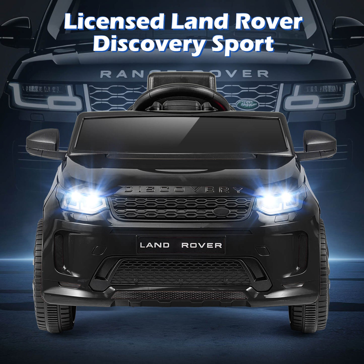 12V Ride on Car with Remote Control and Music Licensed Land Rover-Black