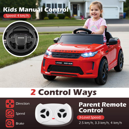 12V Ride on Car with Remote Control and Music Licensed Land Rover-Red