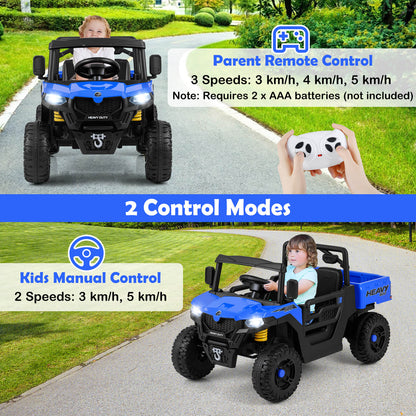 12V Ride on Dump Truck with Electric Dump Bed with Music and Remote Control-Blue
