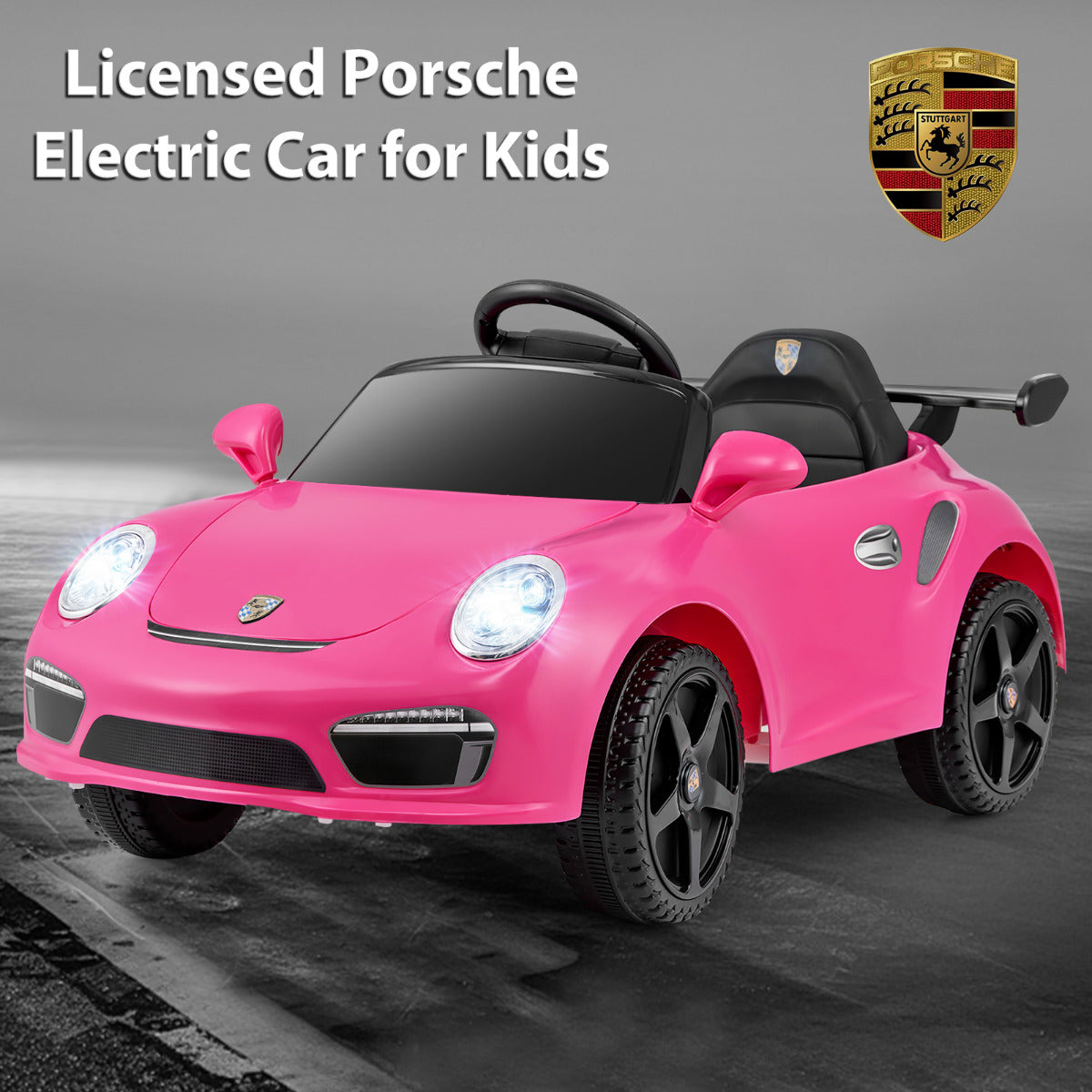 Licensed Porsche Electric Vehicle 12V Kids Ride on Car with Remote Control-Rose