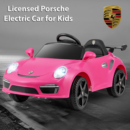 Licensed Porsche Electric Vehicle 12V Kids Ride on Car with Remote Control-Rose