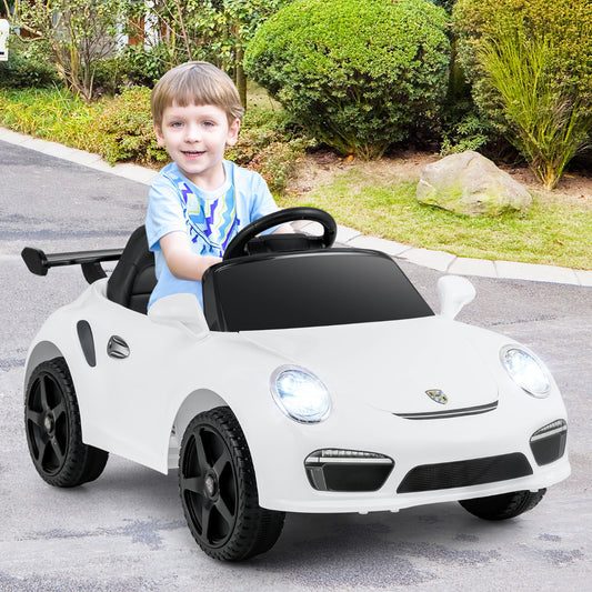 Licensed Porsche Electric Vehicle 12V Kids Ride on Car with Remote Control-White