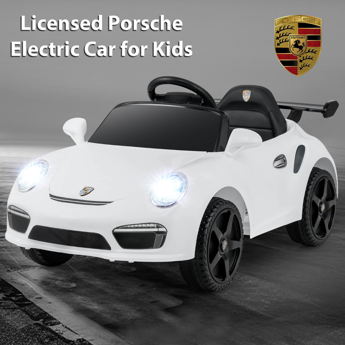 Licensed Porsche Electric Vehicle 12V Kids Ride on Car with Remote Control-White