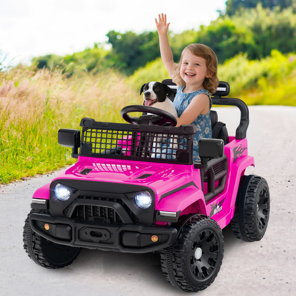 12V Kids Ride on Truck Car with Remote Control for Kid Over 3 Years Old-Pink