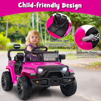 12V Kids Ride on Truck Car with Remote Control for Kid Over 3 Years Old-Pink