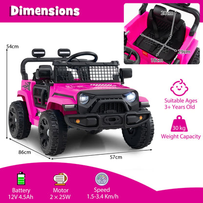 12V Kids Ride on Truck Car with Remote Control for Kid Over 3 Years Old-Pink