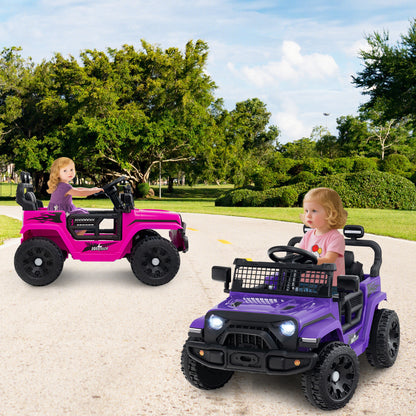 12V Kids Ride on Truck Car with Remote Control for Kid Over 3 Years Old-Purple