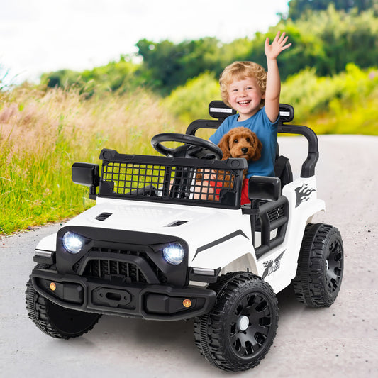 12V Kids Ride on Truck Car with Remote Control for Kid Over 3 Years Old-White
