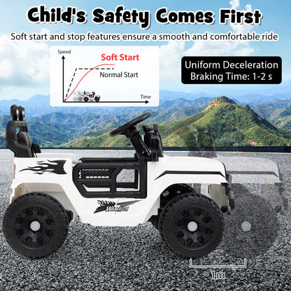 12V Kids Ride on Truck Car with Remote Control for Kid Over 3 Years Old-White