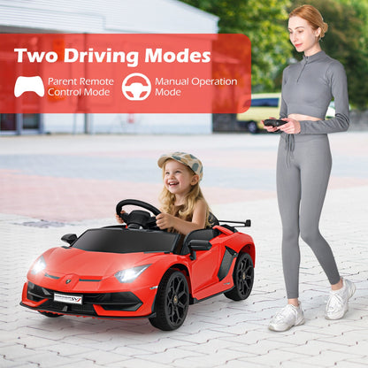 12V Licensed Lamborghini Kids Ride on Car with Remote Control-Red