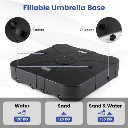 130 kg/170 kg Outdoor Cantilever Umbrella Base with Wheels Heavy-Duty Offset Patio Umbrella Stand-S