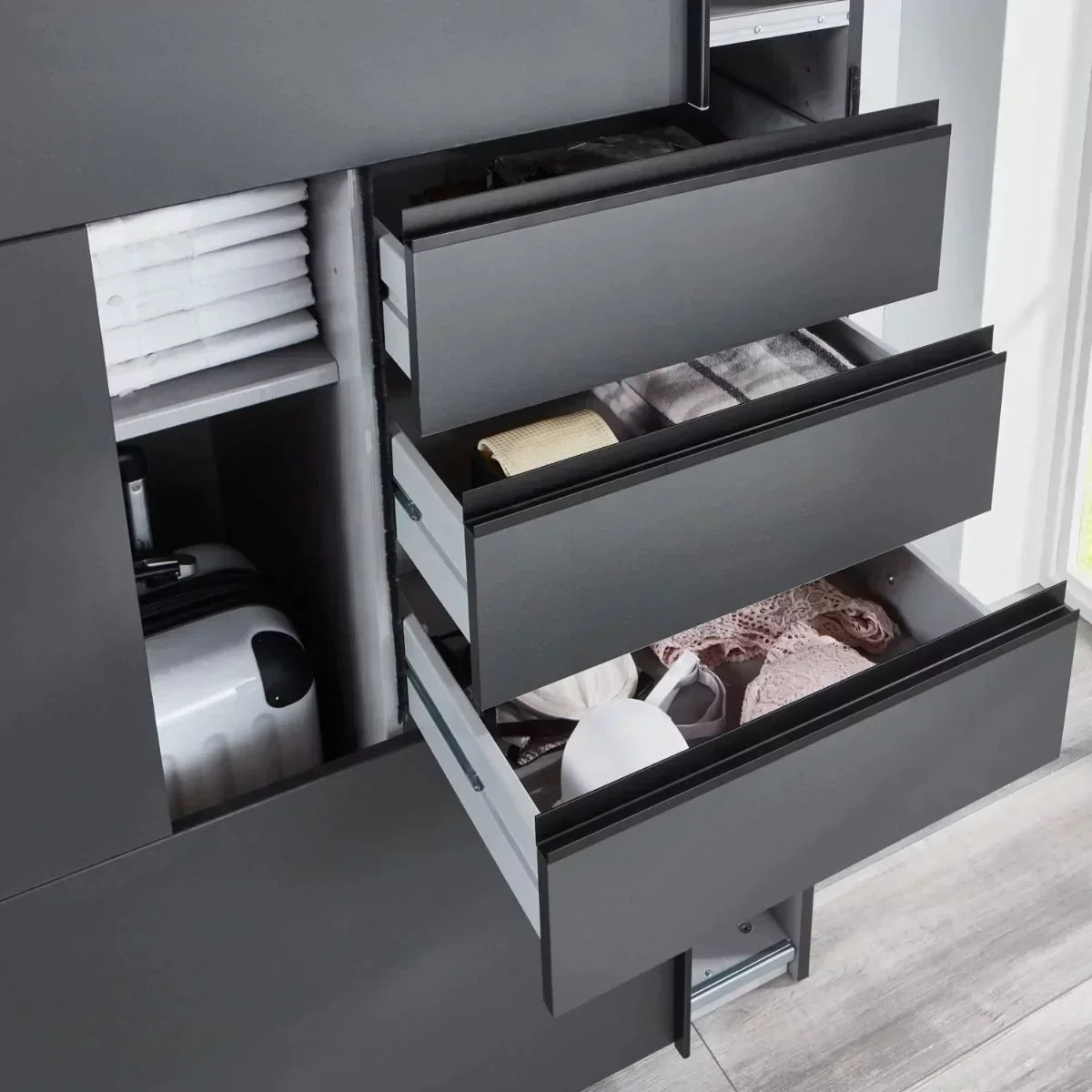 Divac 3 Door Sliding Wardrobe with Mirror - Black