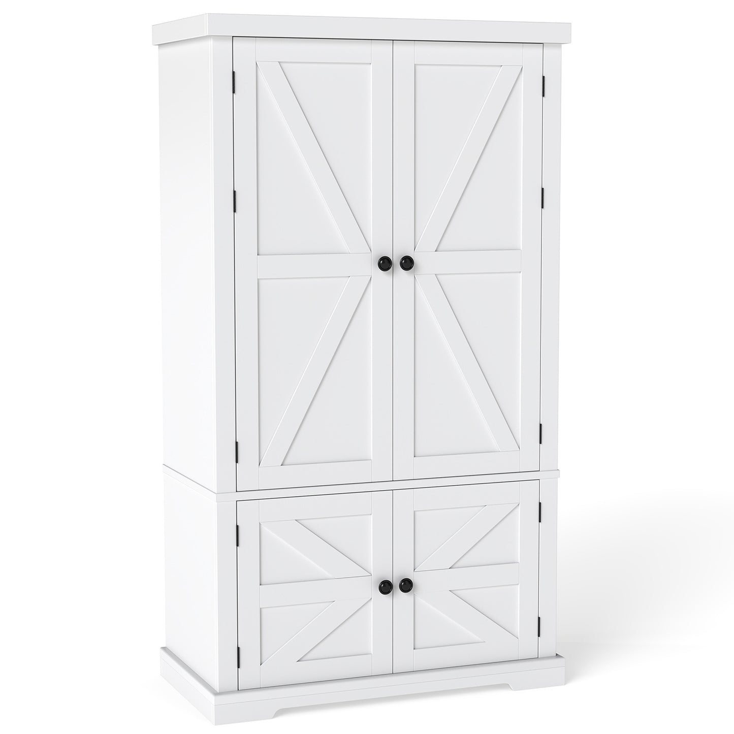 139 cm Pantry Cabinet with 4 Doors and 6 Door Shelves-White