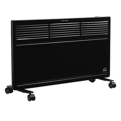 HOMCOM POWER Convector Radiator, Energy Saving Freestanding or Wall-mounted Heating with 2 Heat Settings Safety Cut-Off, Black