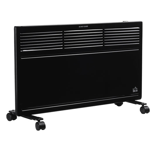 HOMCOM POWER Convector Radiator, Energy Saving Freestanding or Wall-mounted Heating with 2 Heat Settings Safety Cut-Off, Black