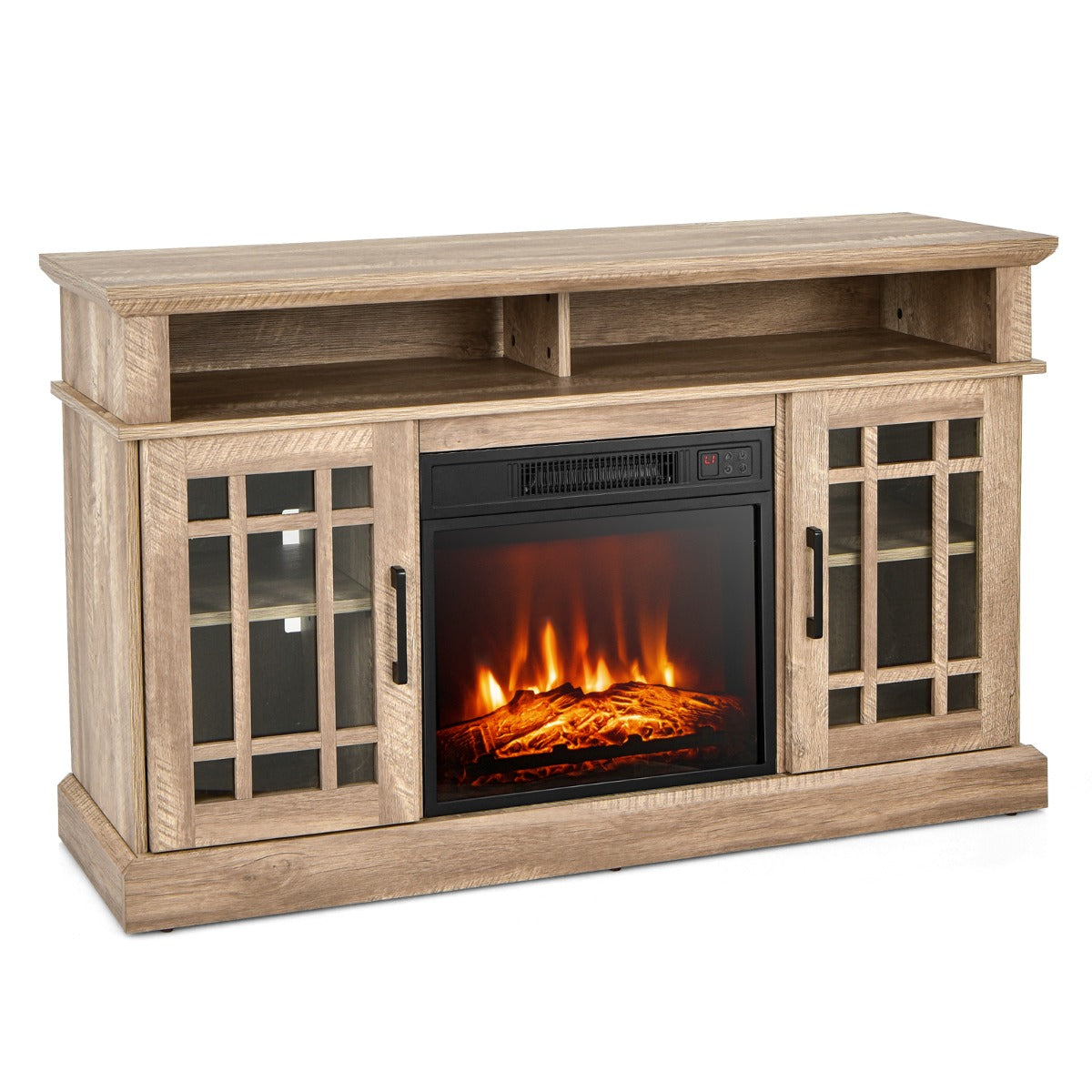 1400W Electric Fireplace with Mantel for TVs up to 55 Inches-Natural