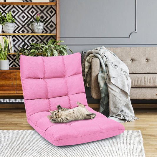 14-Position Adjustable Floor Chair with High Resilience Sponge-Pink