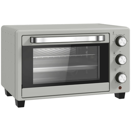 HOMCOM 21L Mini Countertop Oven, 100Â°C-230Â°C Adjustable Temp - Silver Tone