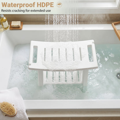 150 KG Capacity HDPE Shower Bench with Storage Shelf and Handles-White